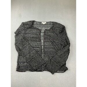 Mark & John By Gopal Jacket Womens XL Black Beaded Embroidered Sheer Mesh